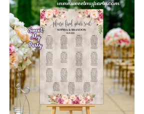 Boho Wedding Seating Chart,Floral Wedding Seating Plan, (design 031)